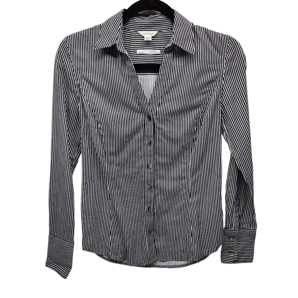 Calvin Klein Button Down Shirt Non Iron Essential Fit Black White Stripe Size XS - Picture 1 of 15